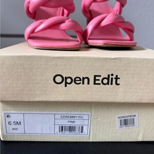 Open Edit Pink Braided Strap Heeled Sandals size 6.5 Women's